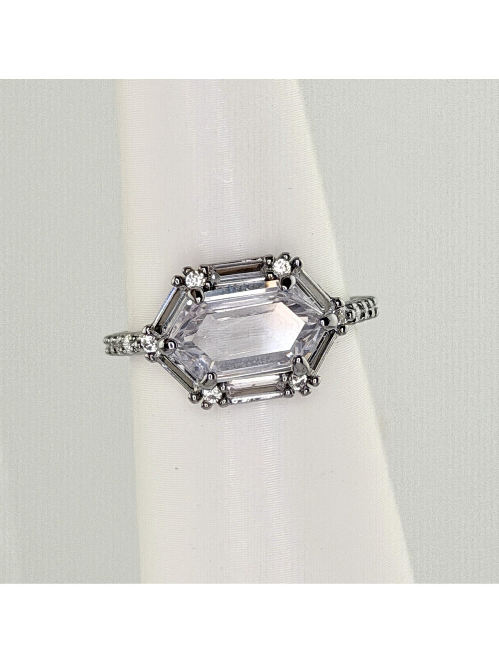 Bomb Party  Ring Sz 8 RG54475 “Worn To Shine” Clear Cz on Hematite